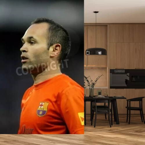 Fotobehang Andres Iniesta in FC Barcelona shirt