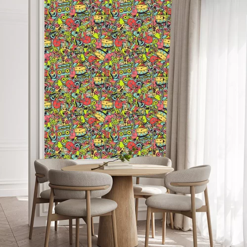 Behang Vector naadloos muzikaal patroon, hand getrokken, doodles.