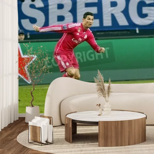 Fotobehang Christiano Ronaldo met de bal