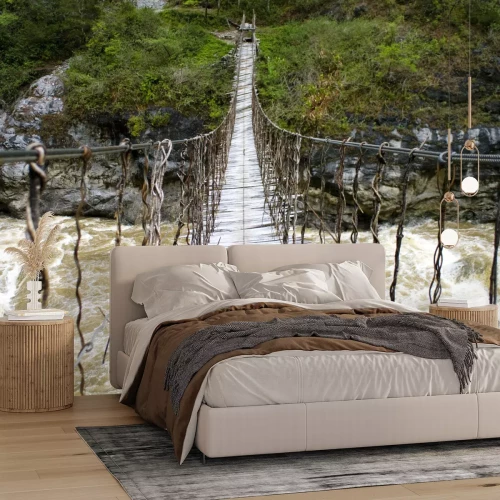 Fotobehang Brug over een stromende beek