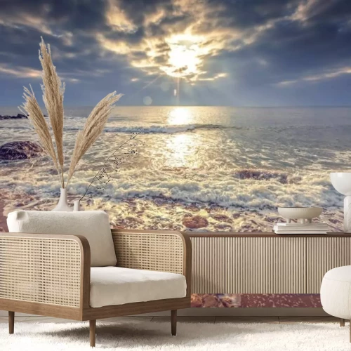 Fotobehang Zonsondergang over het zeegezicht