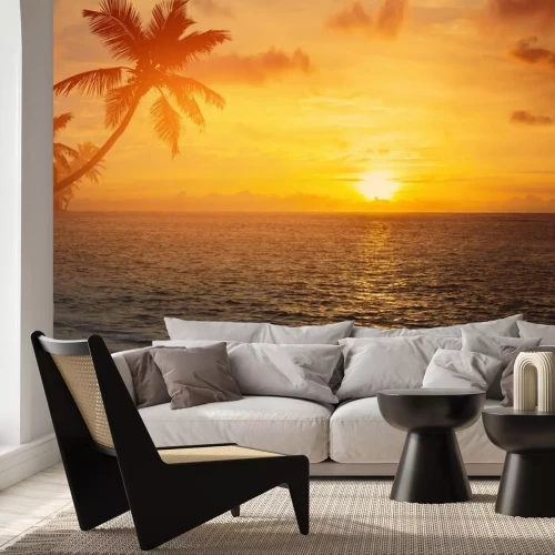 Fotobehang Strand onder de palmbomen