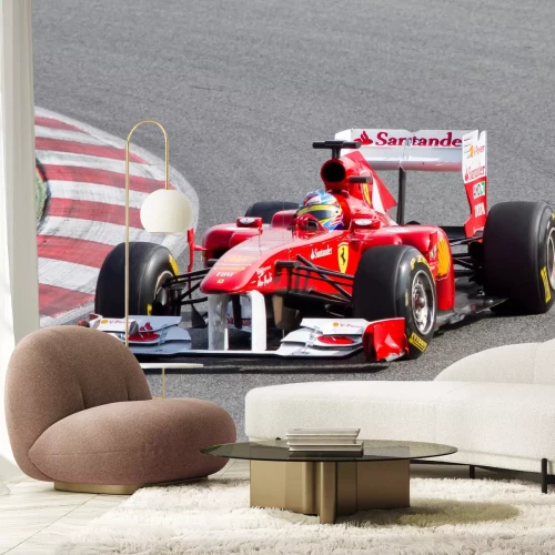 Fotobehang Raceauto in een bocht