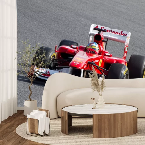 Fotobehang Ferrari raceauto op een racebaan