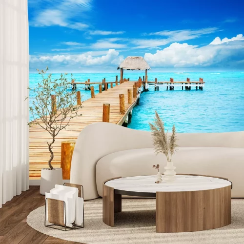 Fotobehang Uitzicht vanaf het Mexicaanse strand