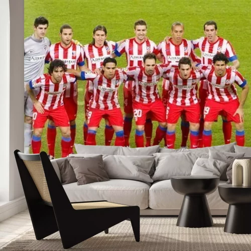 Fotobehang Team van voetballers voor het begin van de wedstrijd