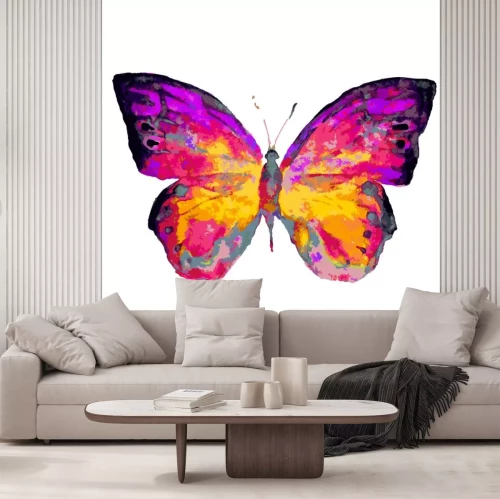 Sticker Geel-paarse vlinder