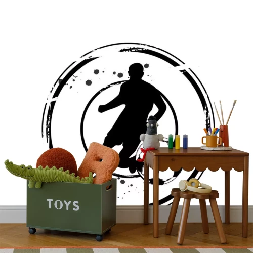 Sticker Running voetballer minimalistische zwart-wit afbeeldingen