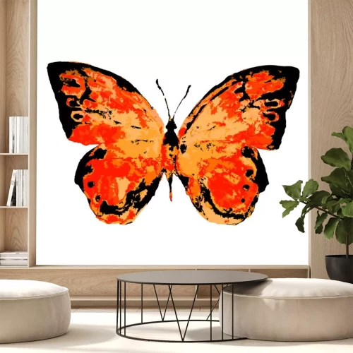 Sticker Oranje vlinder op witte achtergrond