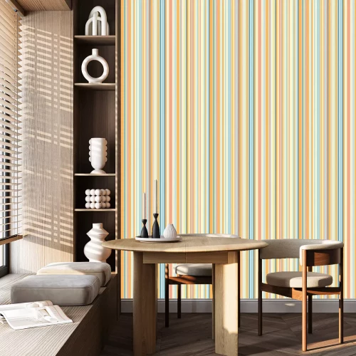 Behang Veelkleurig strepen dessin in verschillende diktes