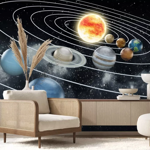 Fotobehang Een zonnestelsel met acht planeten