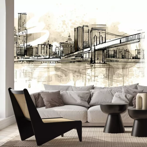 Fotobehang Schets van de skyline van New York