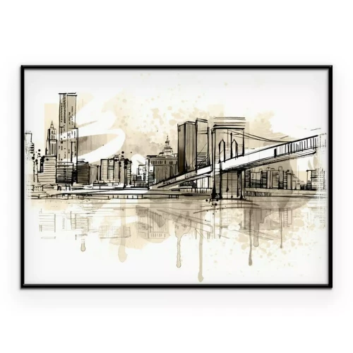 Poster Schets van de skyline van New York