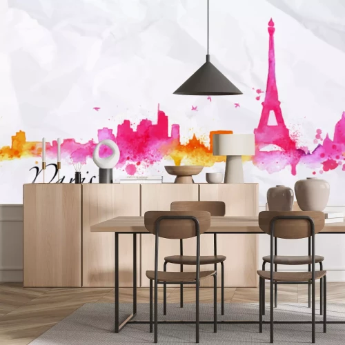 Sticker Silhouette aquarel Parijs