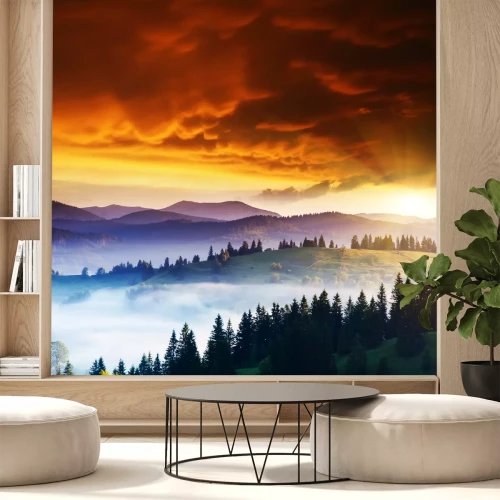 Fotobehang Zonsondergang en hemel voor een storm