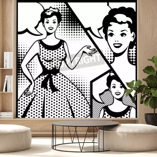 Fotobehang Collage met vrouw in pop art stijl