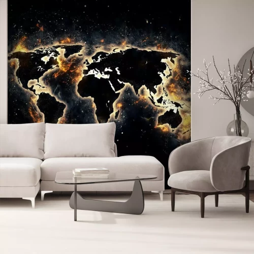 Fotobehang Een blik vanuit de ruimte op een brandende wereld