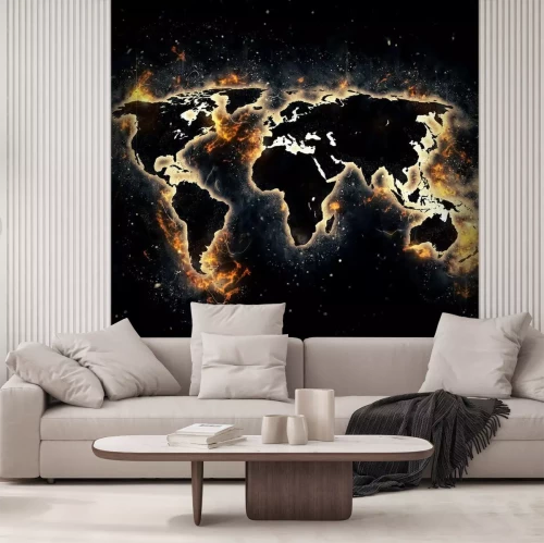 Sticker Een blik vanuit de ruimte op een brandende wereld