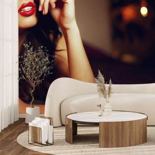 Fotobehang Erotische weergave van vrouw en lippen