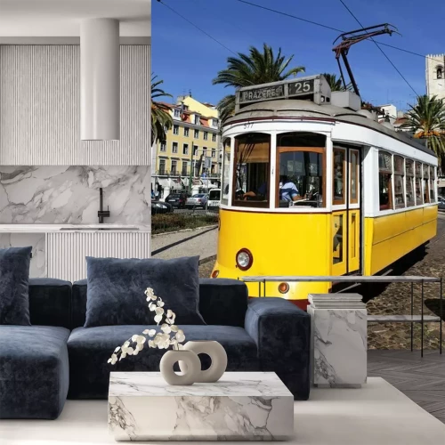Fotobehang Gele tram