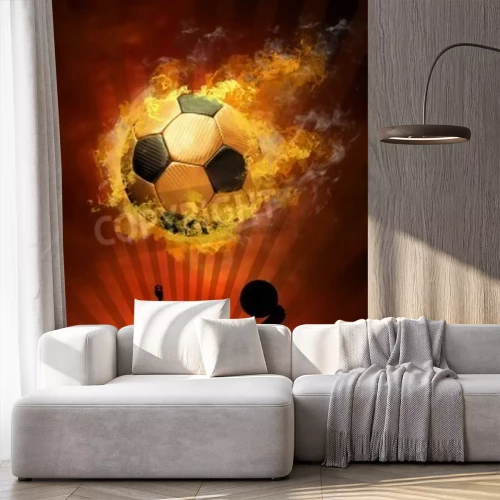 Fotobehang Bal in enorme vlammen