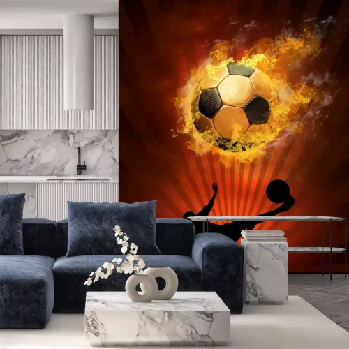 Fotobehang Bal in enorme vlammen