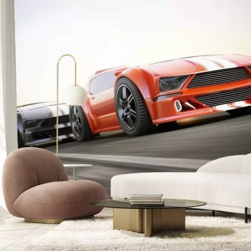 Fotobehang The race , Exotic sports cars racing with motion blur