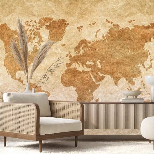 Fotobehang Wereldkaart op oud papier