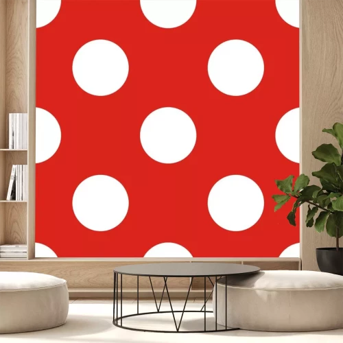 Sticker Tegel vector patroon met witte stippen op rode achtergrond