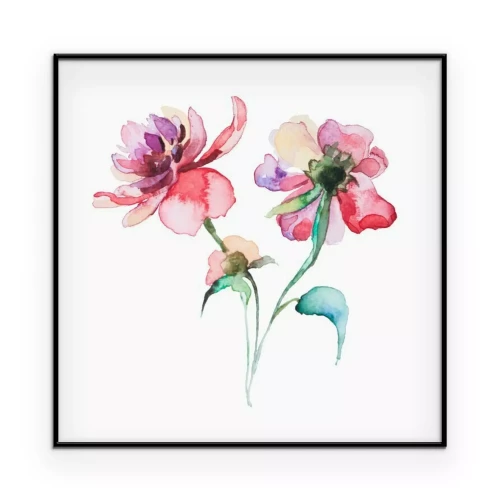 Poster Kleurrijke lentebloemen in aquarelstijl