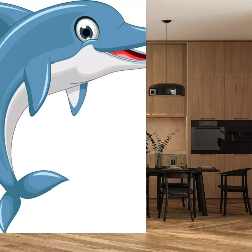 Sticker cute dolphin cartoon jumping