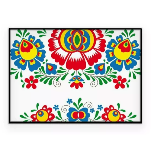 Poster Patroon met een bloemenornament in volksstijl.