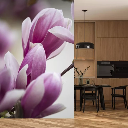 Sticker Macrofotografie van een paarse magnolia