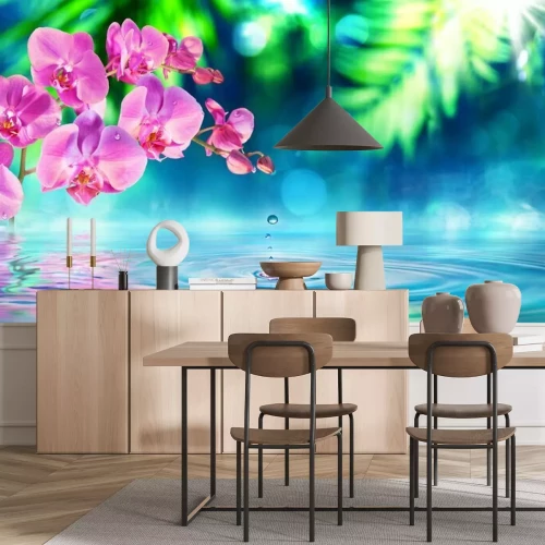Fotobehang Orchidee boven het wateroppervlak