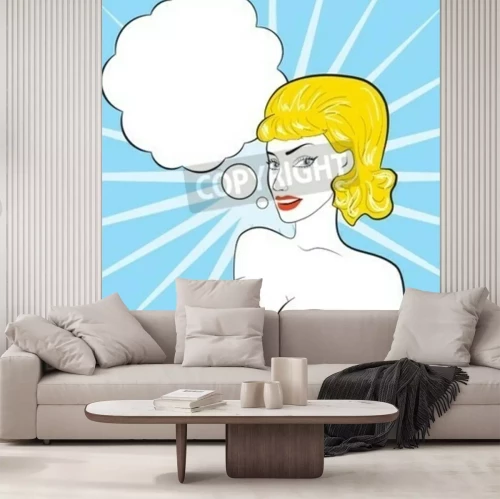 Fotobehang Vrouw op blauwe fakkel