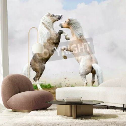 Fotobehang Paarden die bij een eik staan