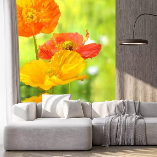 Sticker Oranje bloemen aan het water