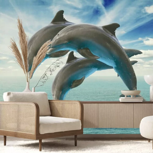 Sticker Three  jumping dolphins