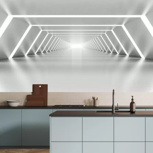 Fotobehang 3D tunnel met lichten