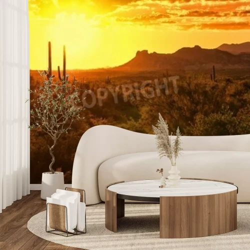 Fotobehang Zonsondergang in de woestijn