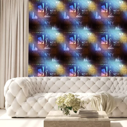 Behang Patroon van New York op onscherpe achtergrond.