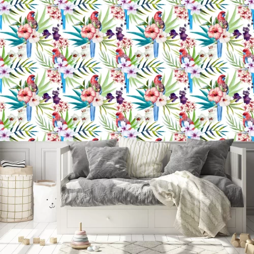 Behang Rosella bird pattern