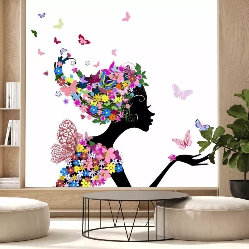 Fotobehang Vlinders in het haar