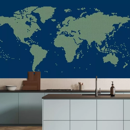 Sticker Wereld kaart van stippen in detail
