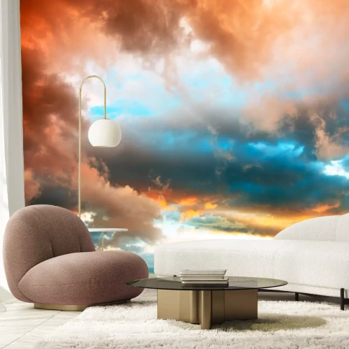 Fotobehang Lucht en groen landschap