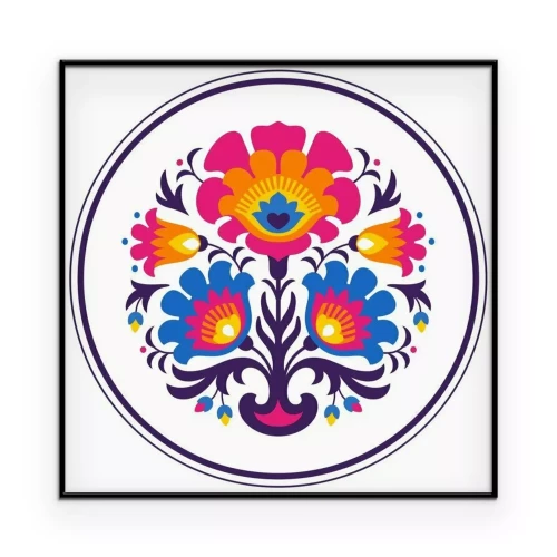 Poster Rond patroon met folkloristisch ornament.