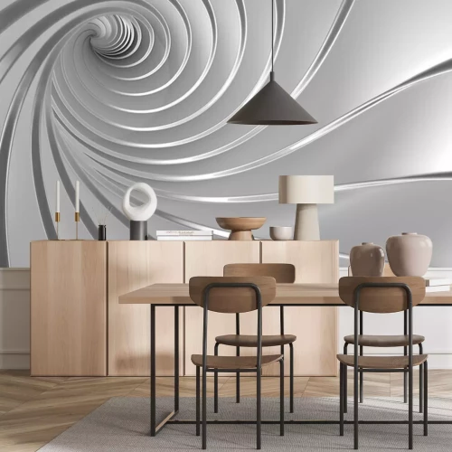 Fotobehang Tunnel met witte en grijze vortex