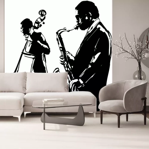 Sticker Jazz  with saxophone and double-bass
