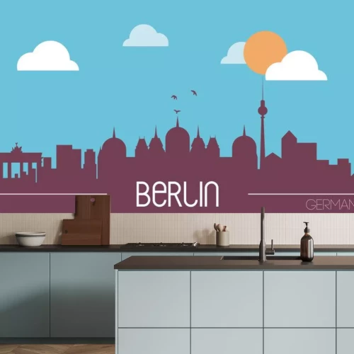 Sticker Berlin Germany skyline silhouette flat design vector