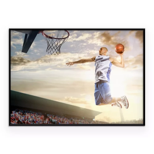 Poster Een basketballer die een punt scoort